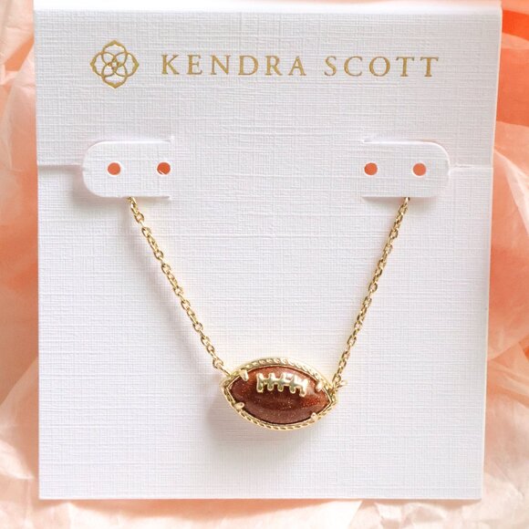 Kendra Scott Football Orange Goldstone Short Necklace - Picture 1 of 2